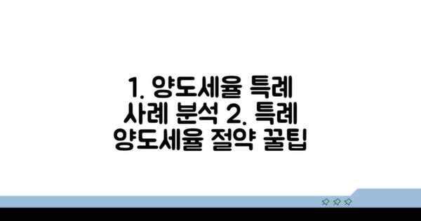 양도세율 특례 적용 사례 분석