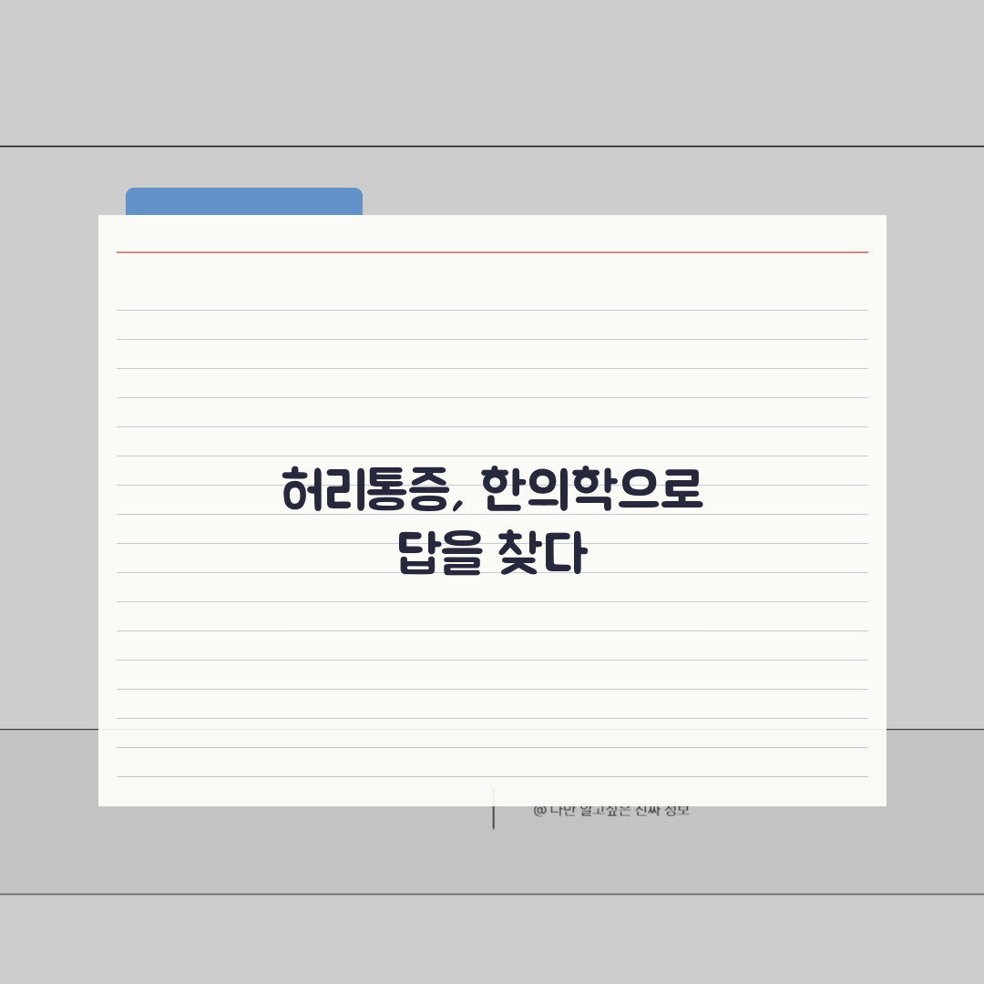 허리통증한의원 | 한의학적 요통 원인과 접근법 5가지 핵심